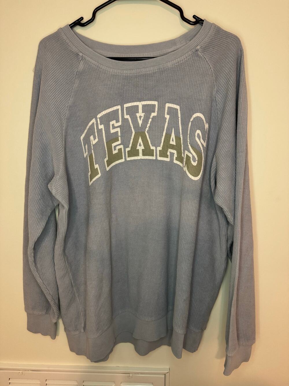 Altar’d State Texas Oversized Vintage Style Ribbed Cord Pullover Sweater